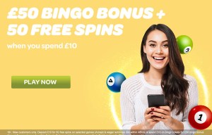 New Sun Bingo account holders can claim a £50 bingo bonus and 50 free spins