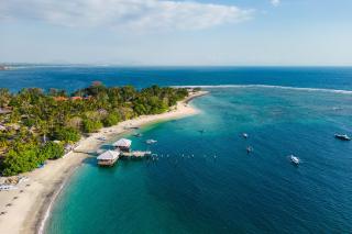 Senggigi beach in Lombok, popular for kayaking, jet skiing and banana boating