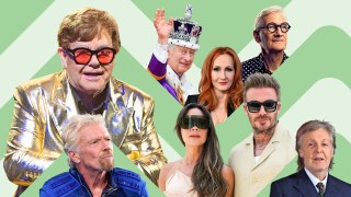 Clockwise from top-left: Sir Elton John, the King, JK Rowling, Sir James Dyson, Sir Paul McCartney, the Beckhams and Sir Richard Branson all appear on the Sunday Times Rich List 2024