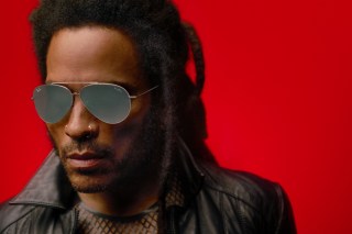 Lenny Kravitz wearing the “reverse” aviators he designed in collaboration with Ray-Ban