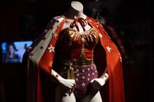 Wonder woman costume on mannequin at DC Comics Exhibition.