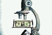 Dollar bill under microscope