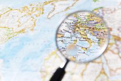 Italy and Magnifying glass
