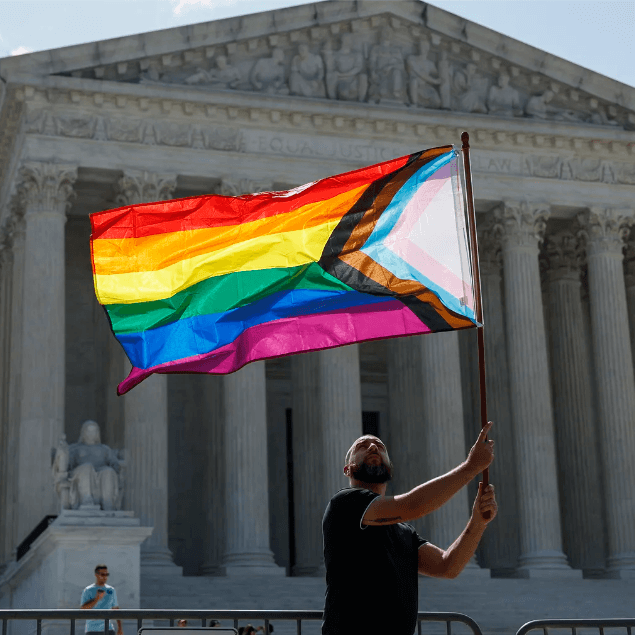 Supreme Court with Progress Pride Flag