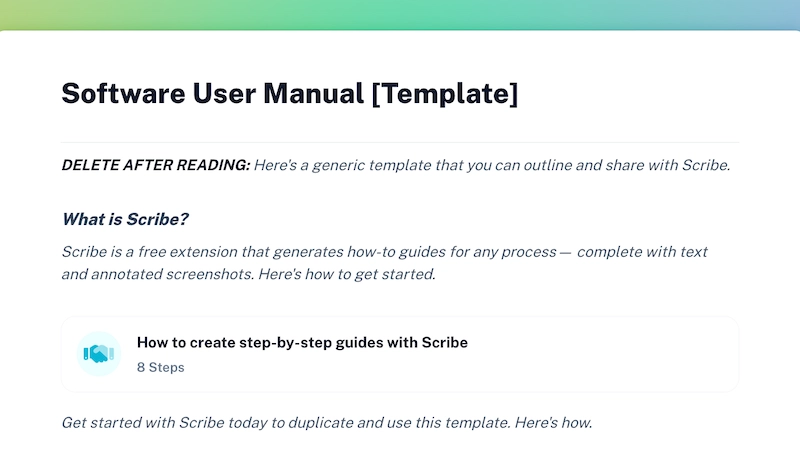 Free software user manual template for your training manual