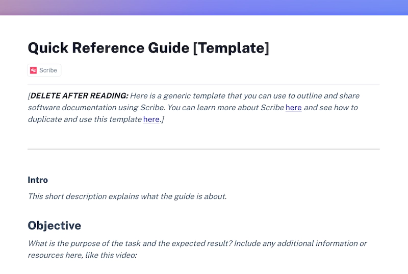Free quick reference guide template for your training manual