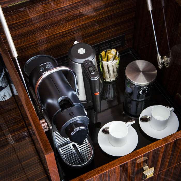 Coffee making facilities at The Beaumont Hotel in London
