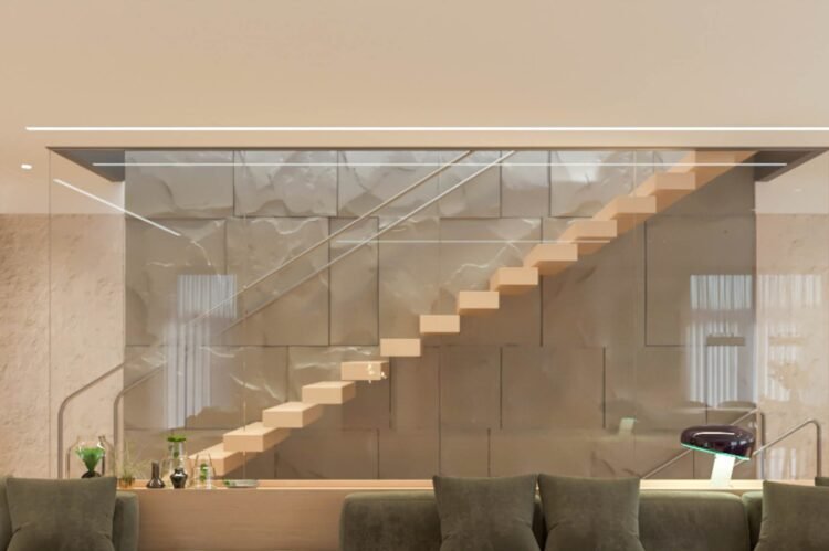 A luxury home renovation showing the stairs going in the 2nd floor