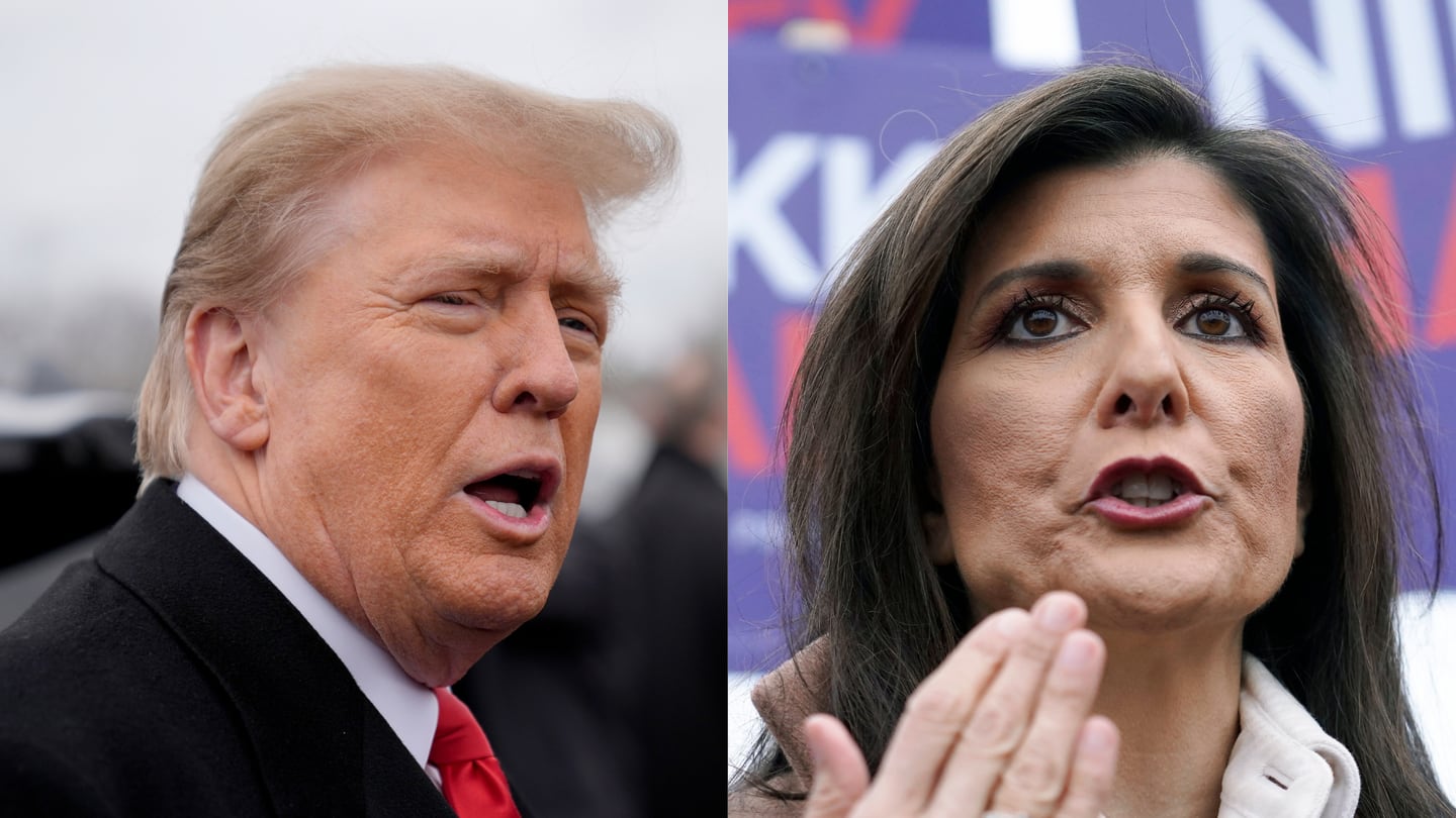 Republican presidential candidates Donald Trump and Nikki Haley appeared at separate campaign events in Londonderry, N.H., and Hampton, N.H., on Jan. 23.