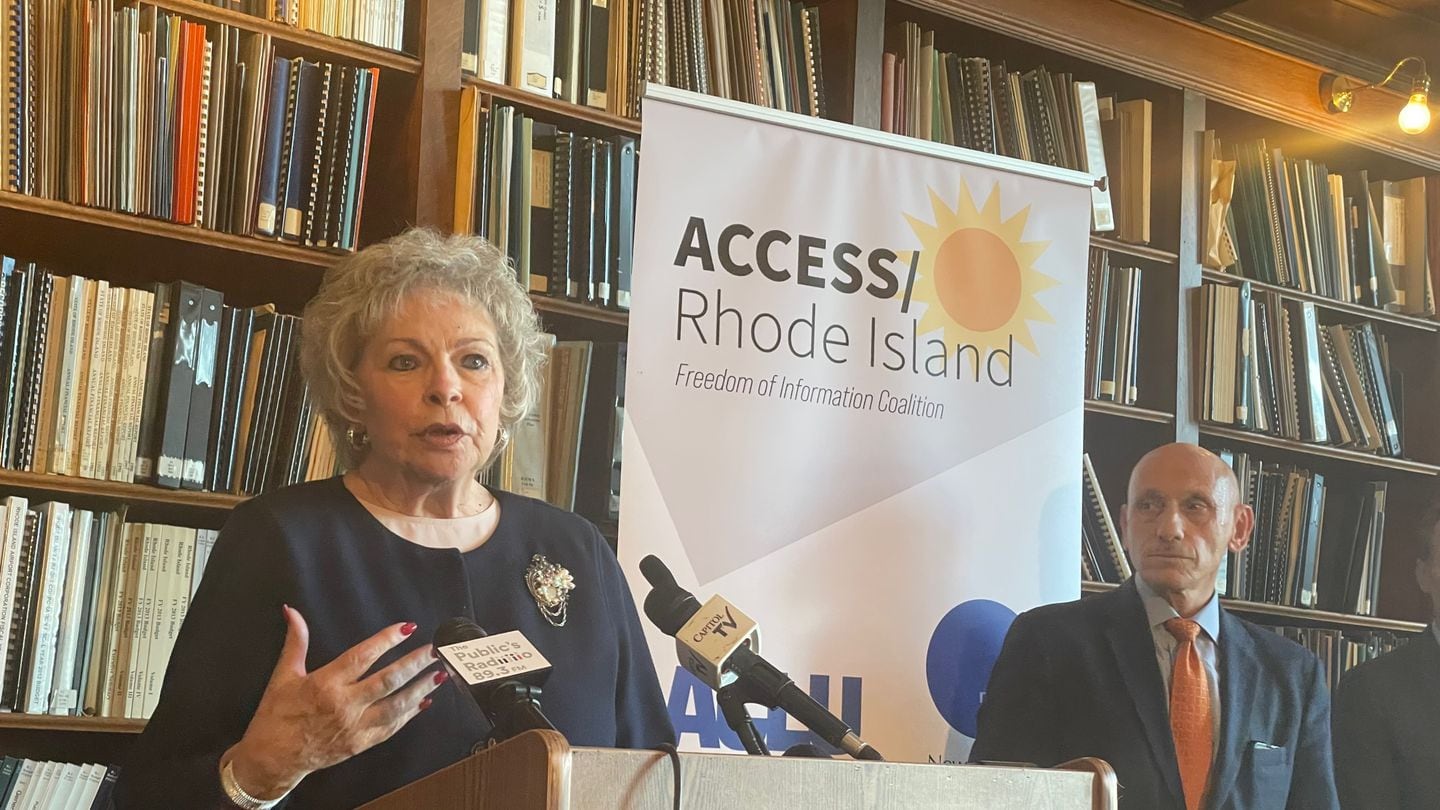Representative Patricia A. Serpa, left, joined Senator Louis P. DiPalma, right, in February to advocate for legislation that would make 47 changes to Rhode Island's Access to Public Records Act. But the legislation will not pass this year, advocates now say.