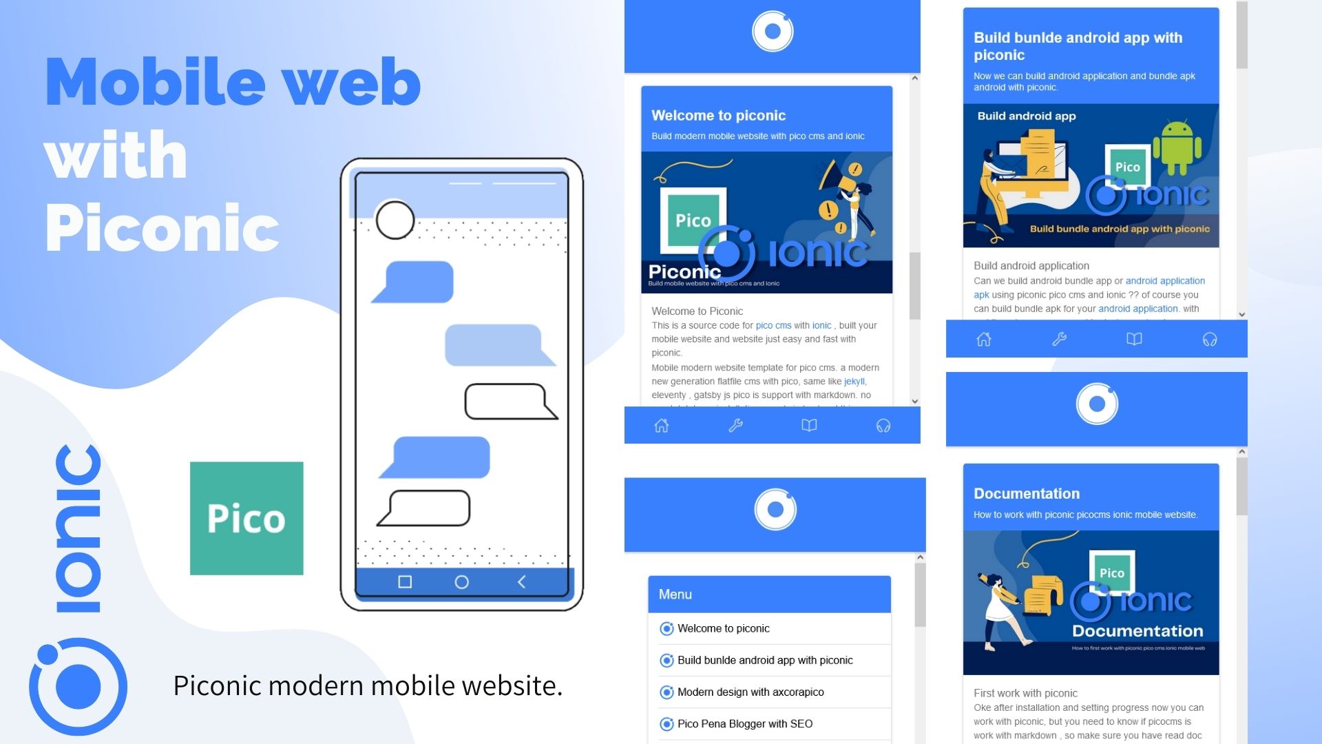 Mobile web template for pico cms with ionic