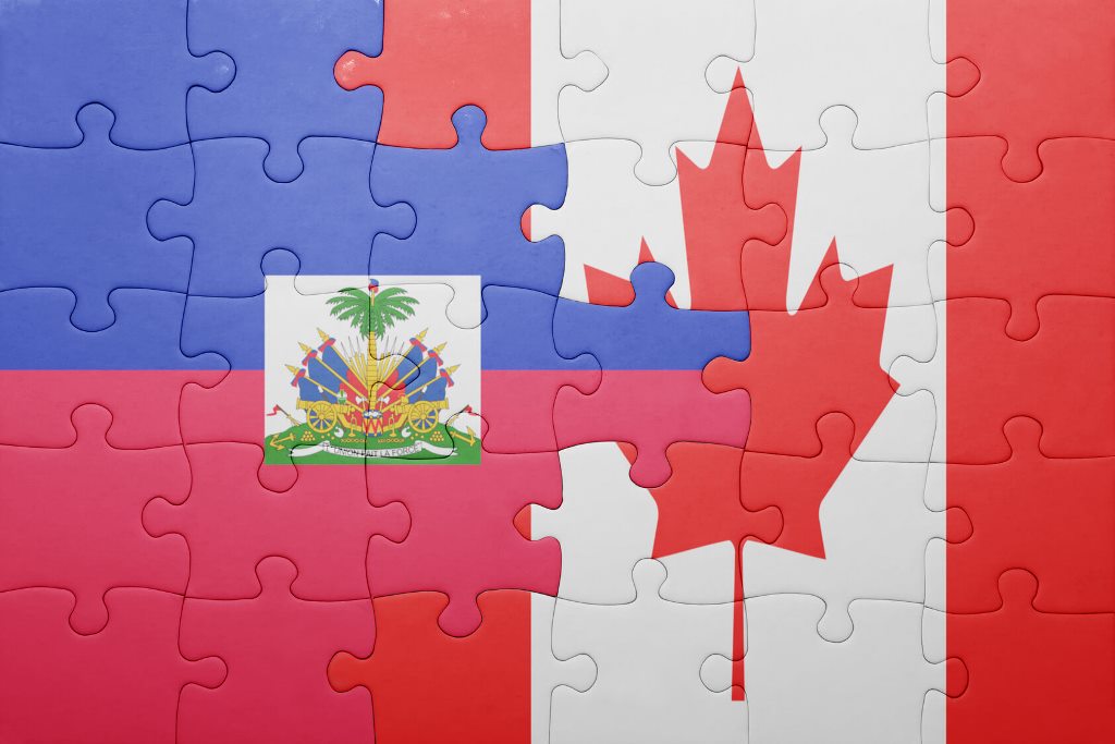 puzzle and image of the flags of Canada and Haiti