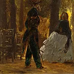 Адольф фон Менцель - Полицейский и дама в саду Тюильри