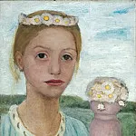 Генрих Эдуард Линде-Вальтер - Девочка в цветочном венке