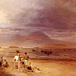 Освальд Ахенбах - Рыбаки у Неаполитанского залива с Везувием вдали