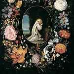 St. Bernard of Clairvaux in the garland of flowers, Jan Brueghel the Younger