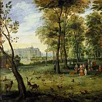 видению Garden archdukes Albrecht and Isabella at the castle near Brussels Kudenberg, Jan Brueghel the Younger