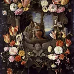 Holy Family in a frame of flowers, Jan Brueghel the Younger