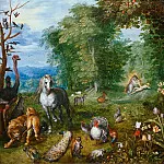 Landscape with the Creation of Eve, Jan Brueghel the Younger
