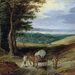 Landscape with peasants and a wagon, Jan Brueghel the Younger