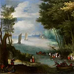 A river landscape with sail boats, Jan Brueghel the Younger