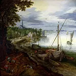 View of the Scheldt near Antwerp, Jan Brueghel the Younger
