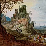 Port landscape with ruins, Jan Brueghel the Younger