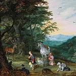 A landscape with Saint Hubert, Jan Brueghel the Younger