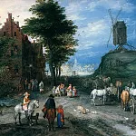 Entrance to Village with Windmill, Jan Brueghel The Elder