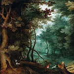 Forest landscape with hunters, Jan Brueghel The Elder