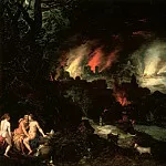 Jan Brueghel The Elder - Lot and his daughters in front of Sodom and Gomorrah