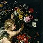 Jan Brueghel The Elder - Brueghel el Viejo, Jan; Snyders, Frans -- Festón de flores y frutas y angelotes