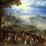 Jan Brueghel The Elder - Fish market on the river bank