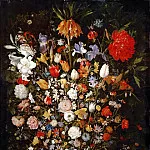 Jan Brueghel The Elder - Flowers in a Wooden Vessel