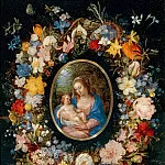 Jan Brueghel The Elder - Virgin and Child in a Garland of Flowers