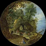 Rocky Landscape with the rest on the flight to Egypt and Forest Landscape with the Temptation of Christ, Jan Brueghel The Elder