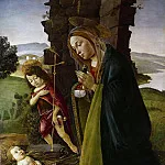 Madonna with John the Baptist adoring the Christ Child , Alessandro Botticelli