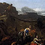 Nicolaes (Claes Pietersz.) Berchem - Shepherds resting in a rocky landscape