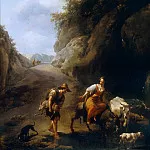 A Rocky Italianate Landscape with a Woman on a Donkey and a Shepherd, Nicolaes (Claes Pietersz.) Berchem