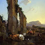 Nicolaes (Claes Pietersz.) Berchem - Peasants by a Ruined Aqueduc