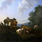 Nicolaes (Claes Pietersz.) Berchem - Landscape with Cows and a shepherd