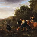 Nicolaes (Claes Pietersz.) Berchem - Farmers crossing a stream
