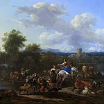 Ferry with livestock, Nicolaes (Claes Pietersz.) Berchem