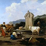 Nicolaes (Claes Pietersz.) Berchem - Roman Fountain with Cattle and Figures