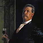 Франц фон Ленбах - Автопортрет с бокалом вина