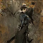 Lady Wearing a Straw Bonnet Morning Promenade 1902 05, Giovanni Boldini