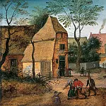 Pieter Brueghel the Younger - A Drunkard being taken Home from the Tavern by his Wife