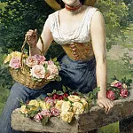 Gaetano Bellei - A beauty holding a basket of roses