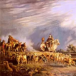 Пастухи со стадом коз на фоне неаполитанского пейзажа, Консальво Карелли
