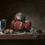 Still Life with Peaches, a Silver Goblet, Grapes, and Walnuts, Jean Baptiste Siméon Chardin